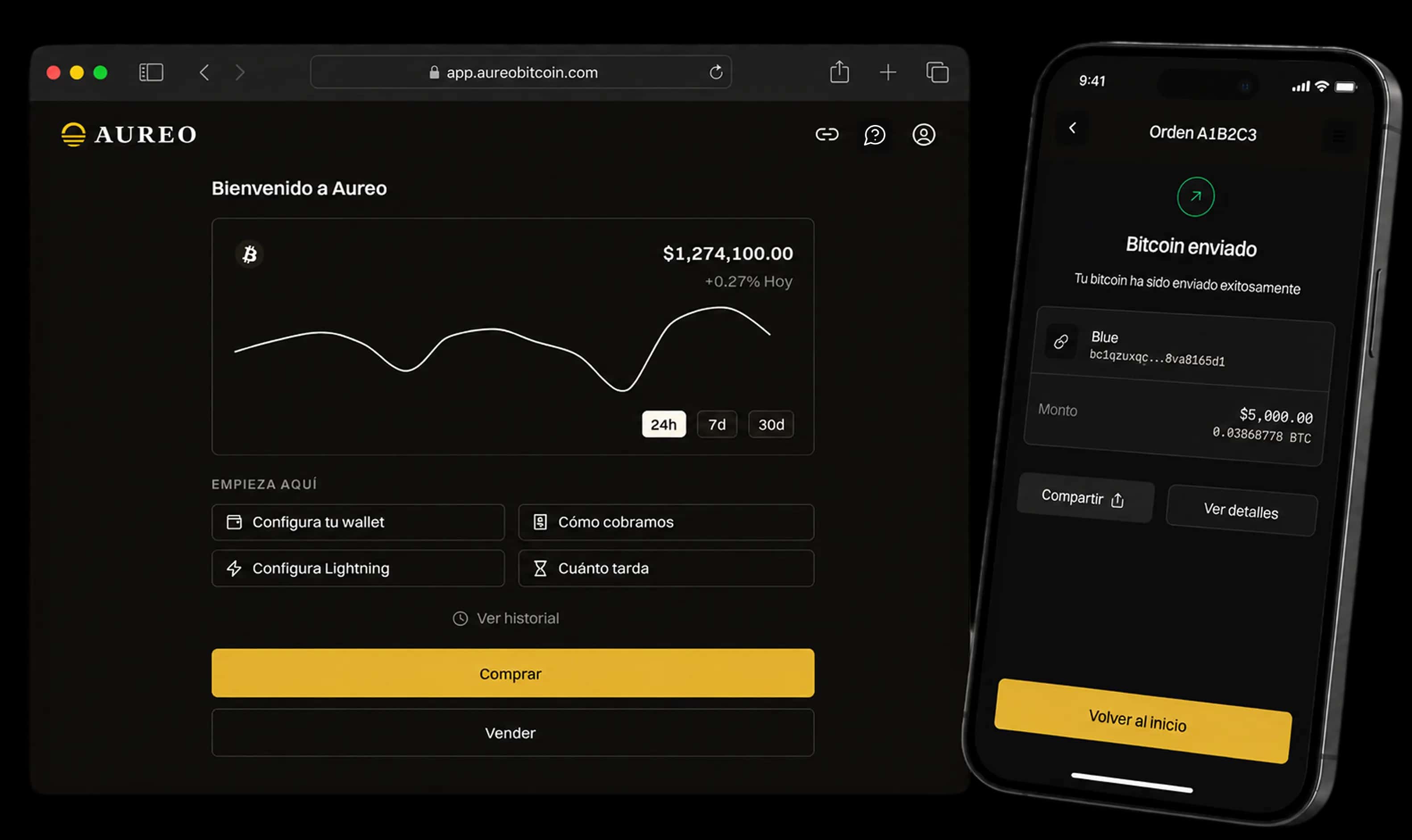 Aureo dashboard and account overview