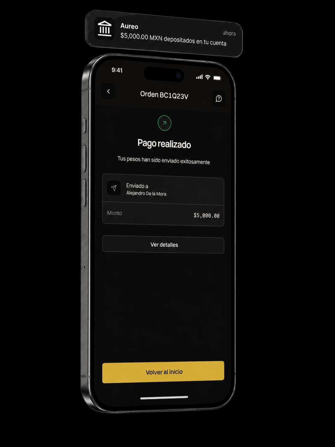 Flujo para vender bitcoin y recibir pesos en Aureo